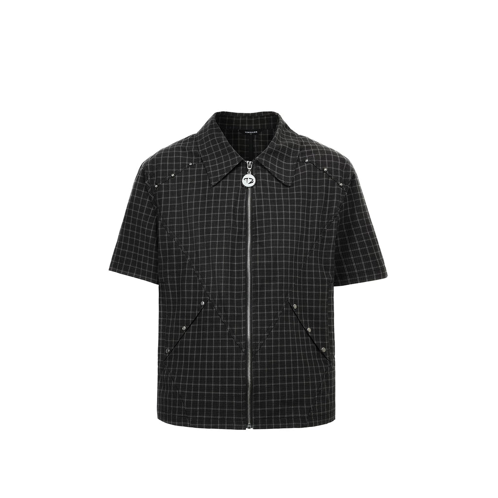 TZ Killer Plaid Rivet Stitching Shirt