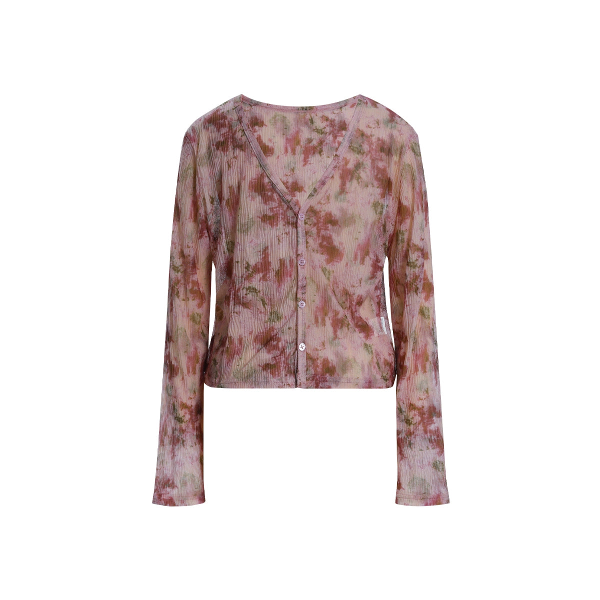 FUNKYFUN Floral Pleated Texture V-neck Cardigan Short Jacket
