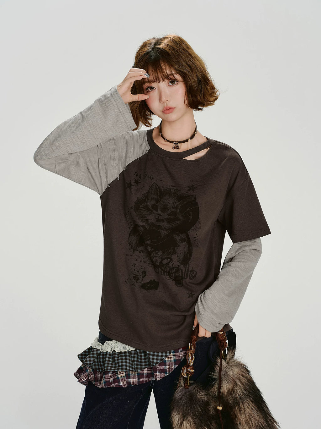 Girlyhalo Retrofake Two-pieceprintinglong Sleeves