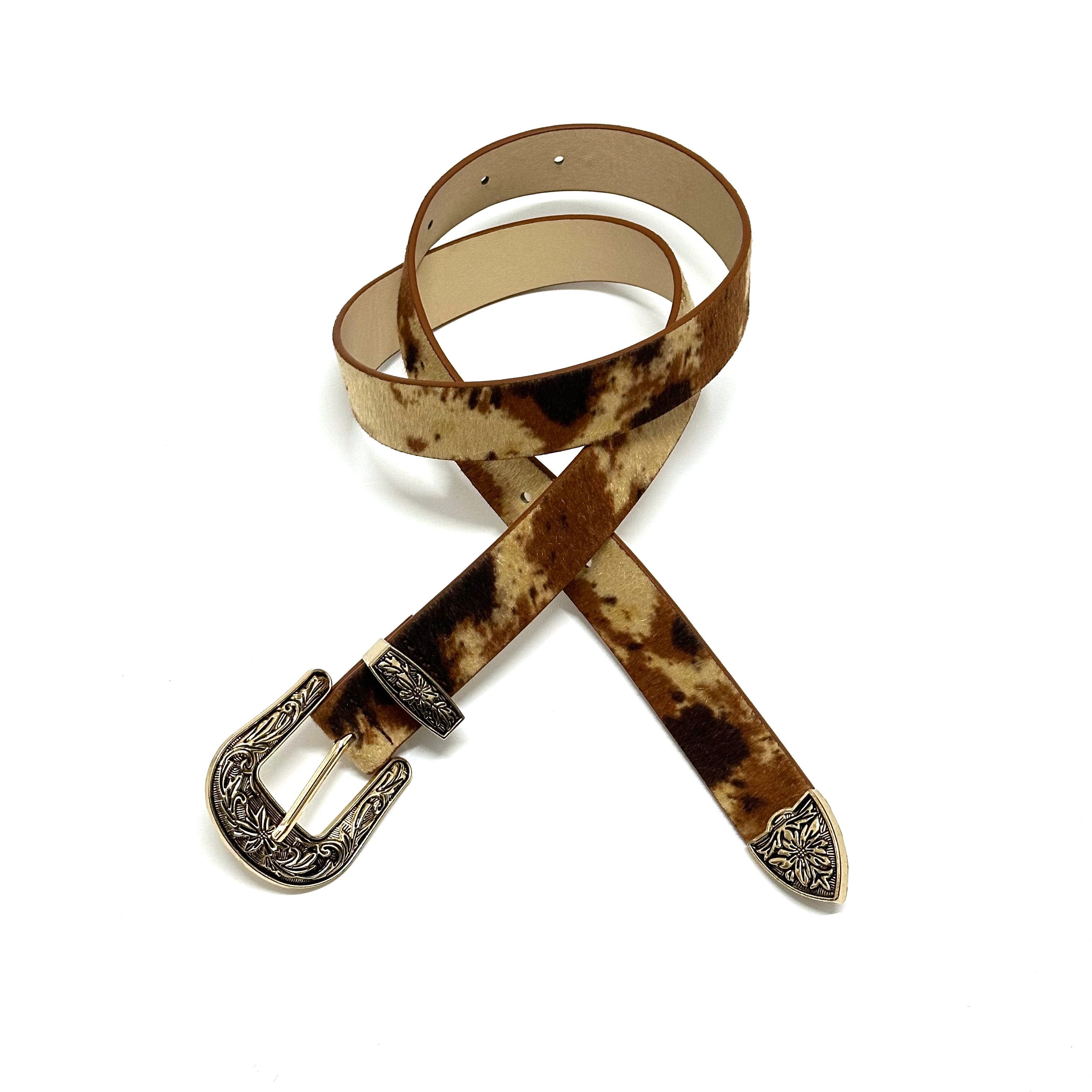 DPOL Cow Pattern Belt Maillard Couple Belt