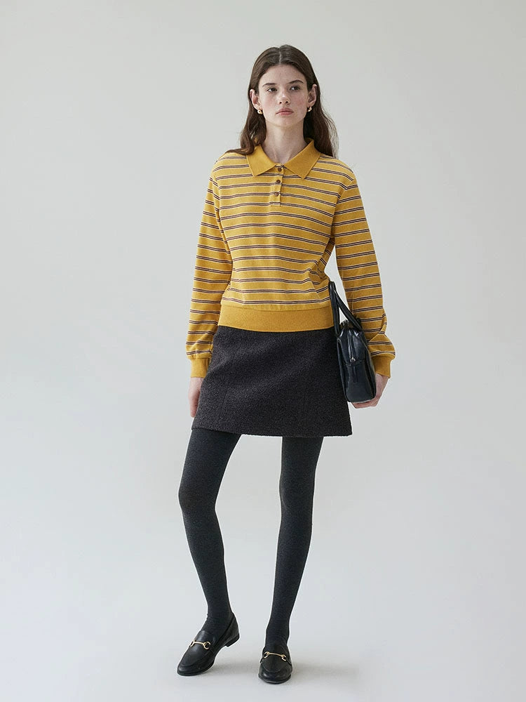 VOOE Contrast Stripes Loose Long Sleeves