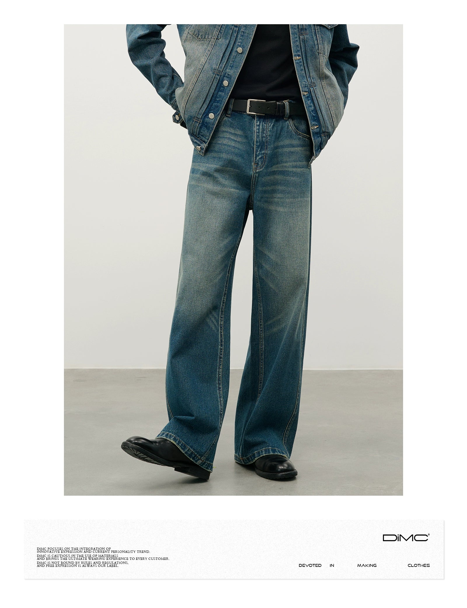 DIMC Washed Old Casual Straight Jeans