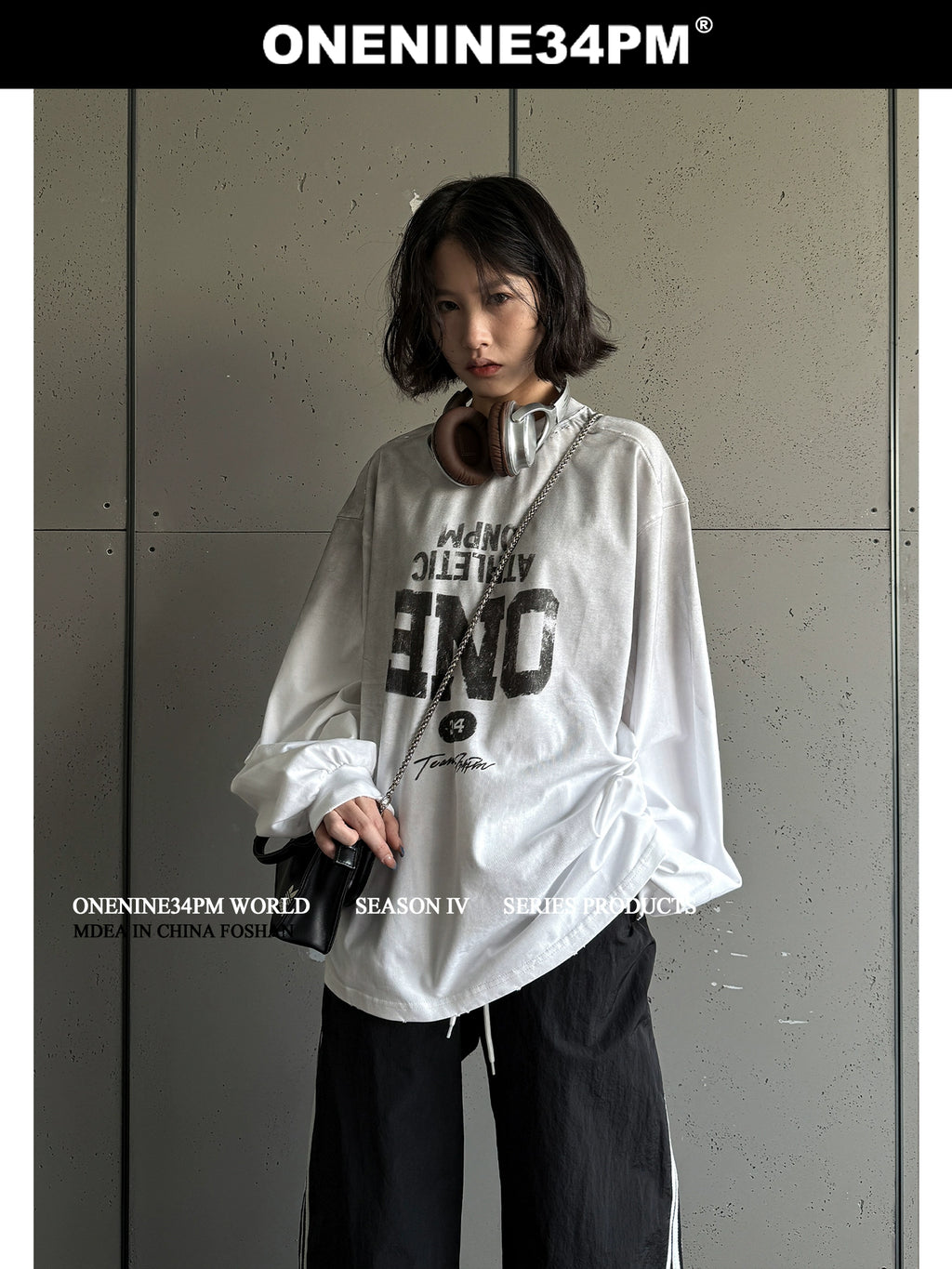 ONENINE34PM Inverted LOGO Worn Spray Color Long Sleeve