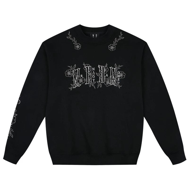 MEDM Alphabet Flower Bag Needle Crew Neck Fleece Sweater
