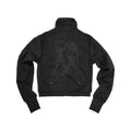 WANNA LAB Stand-up Collar Embroidered Woolen Short Plush Zip Jacket