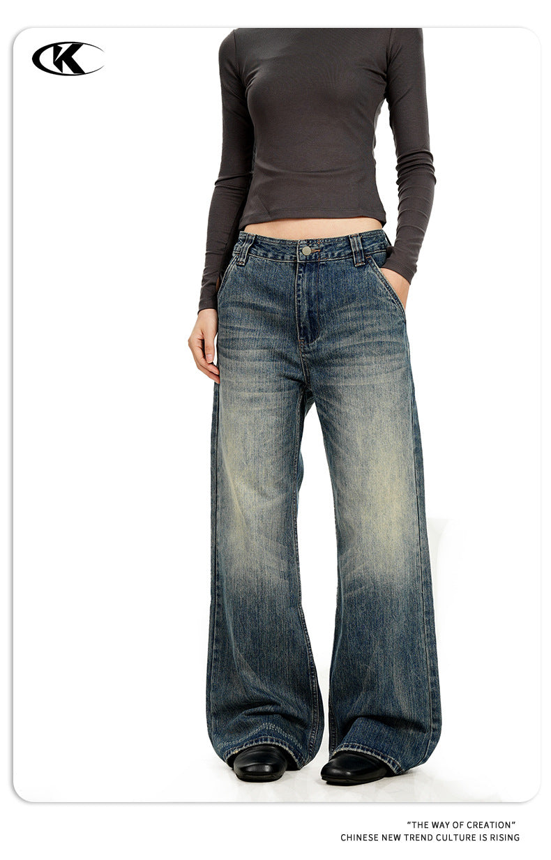 11KN Retro Straight Loose Versatile Skinny Jeans