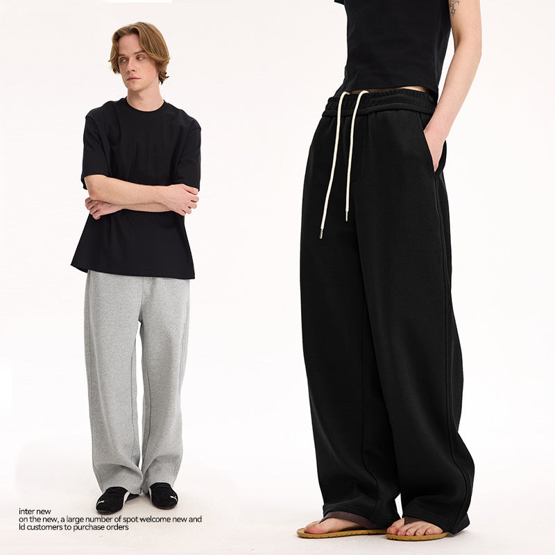 UNF Comfortable Lazy Loose Pendant Knitted Straight Scimitar Sweatpants