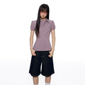EZEK Temperament Slim-fit Plaid Short-sleeved Shirt