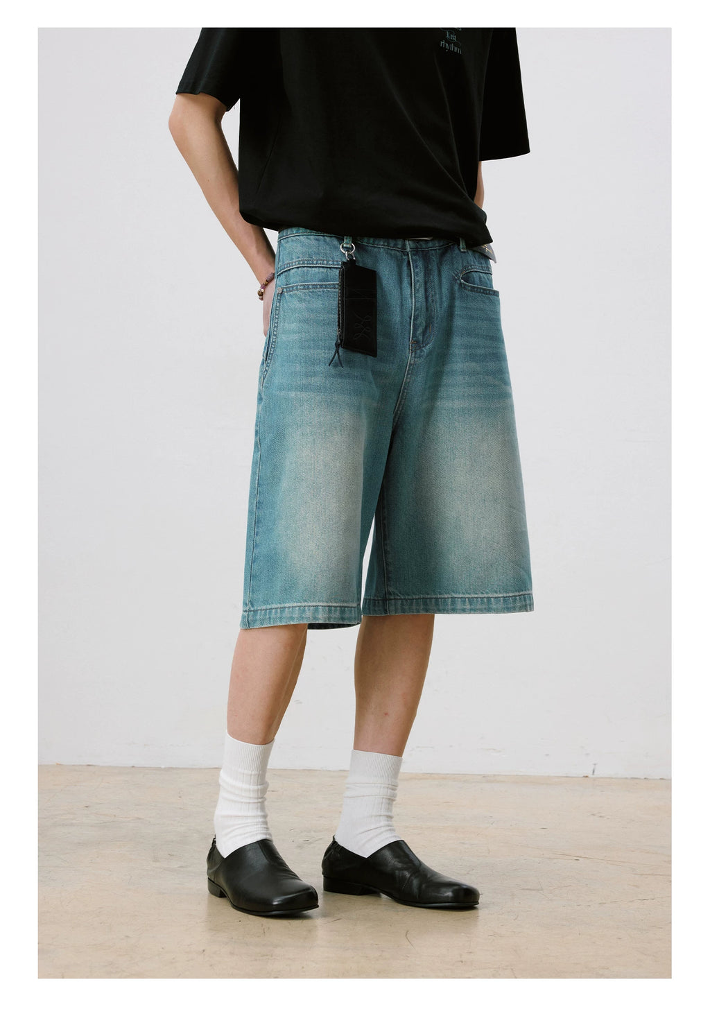 LR MADE Retro Old Denim Six-point Shorts