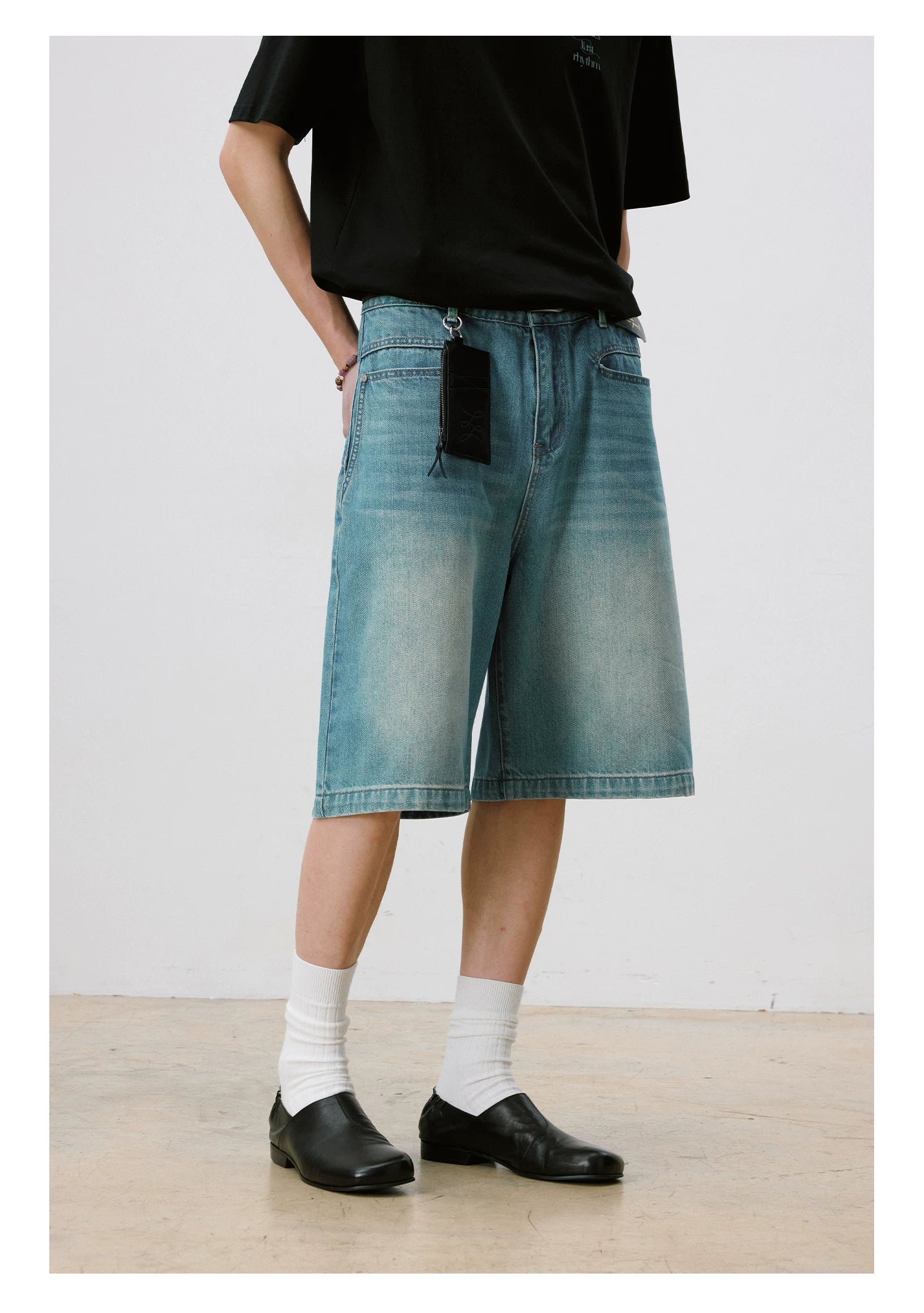 LR MADE Retro Old Denim Six-point Shorts