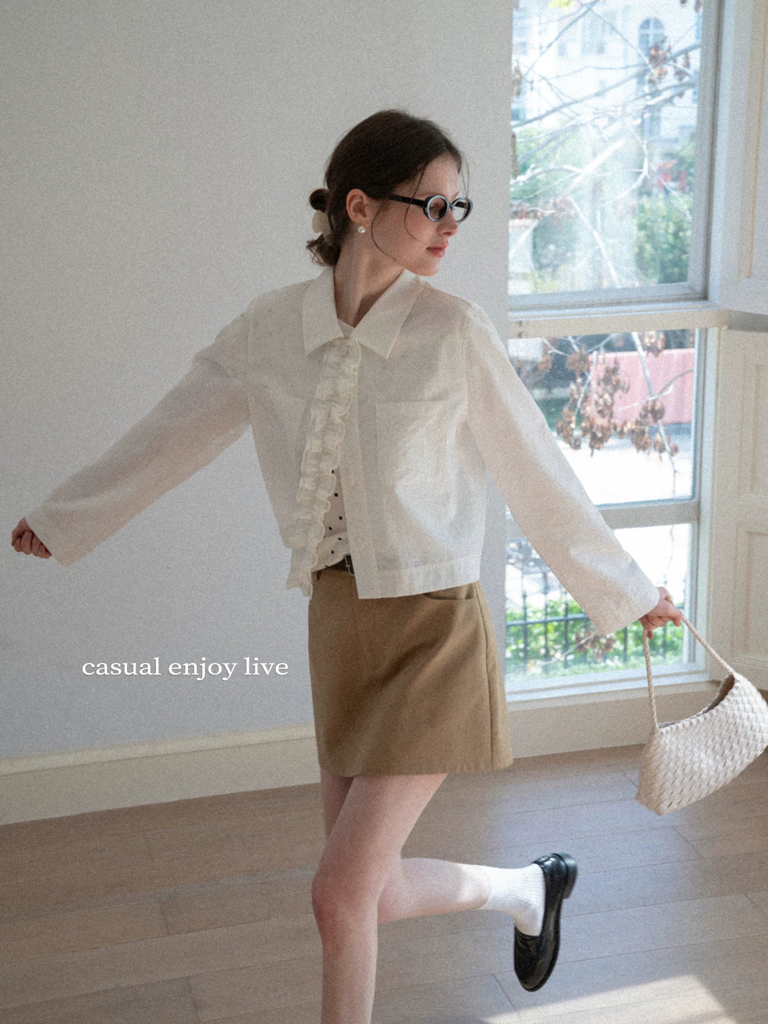 EGGKA Fungus Edge Lapel Shirt Short Jacket