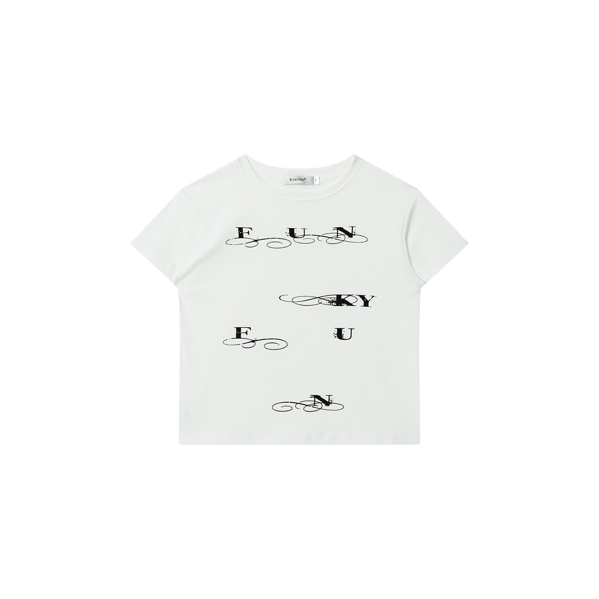 FUNKYFUN Flower Type Brand Logo Flocking Printing Tee