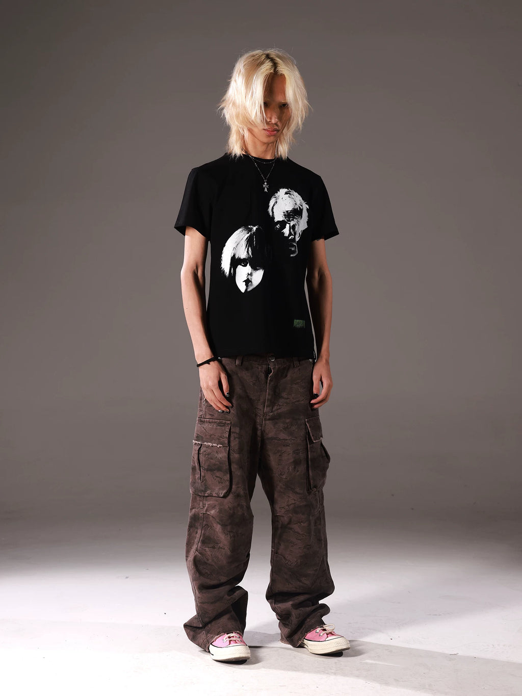 71AN Silver Wing Bionic Human Print Front Shoulder Tee Short Sleeve