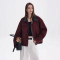 CHOR Color Matching Leather Collar Suede Lapel Jacket