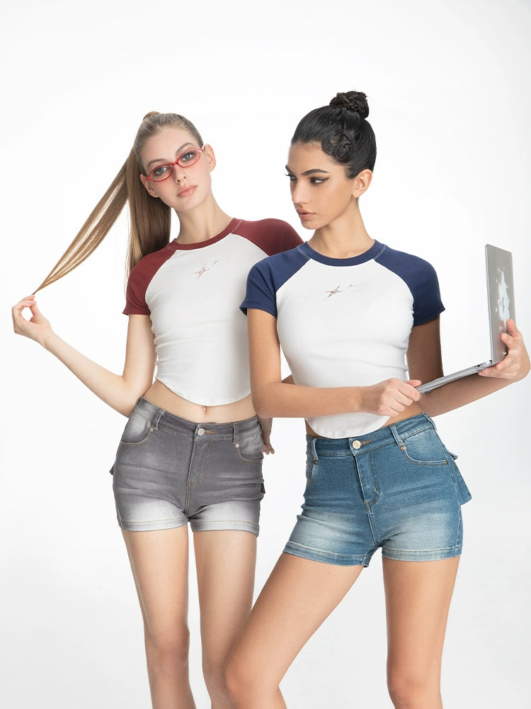 ABMY Hottie High Elastic Mid-rise Denim Shorts