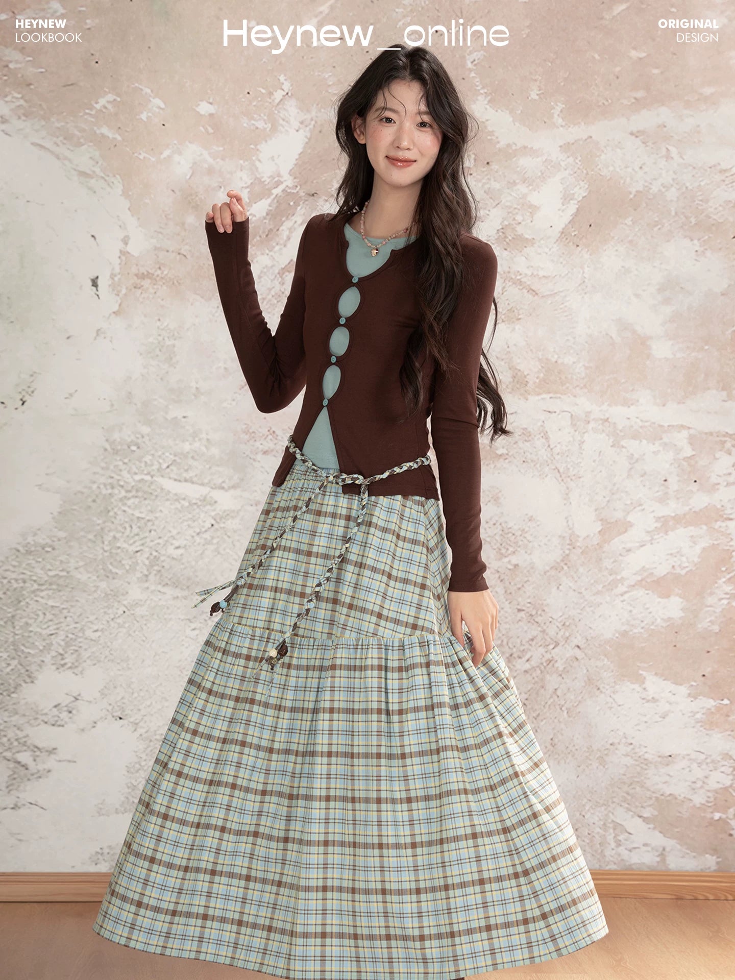 LOVEHEYNEW Vintage Contrasting Plaid Skirt