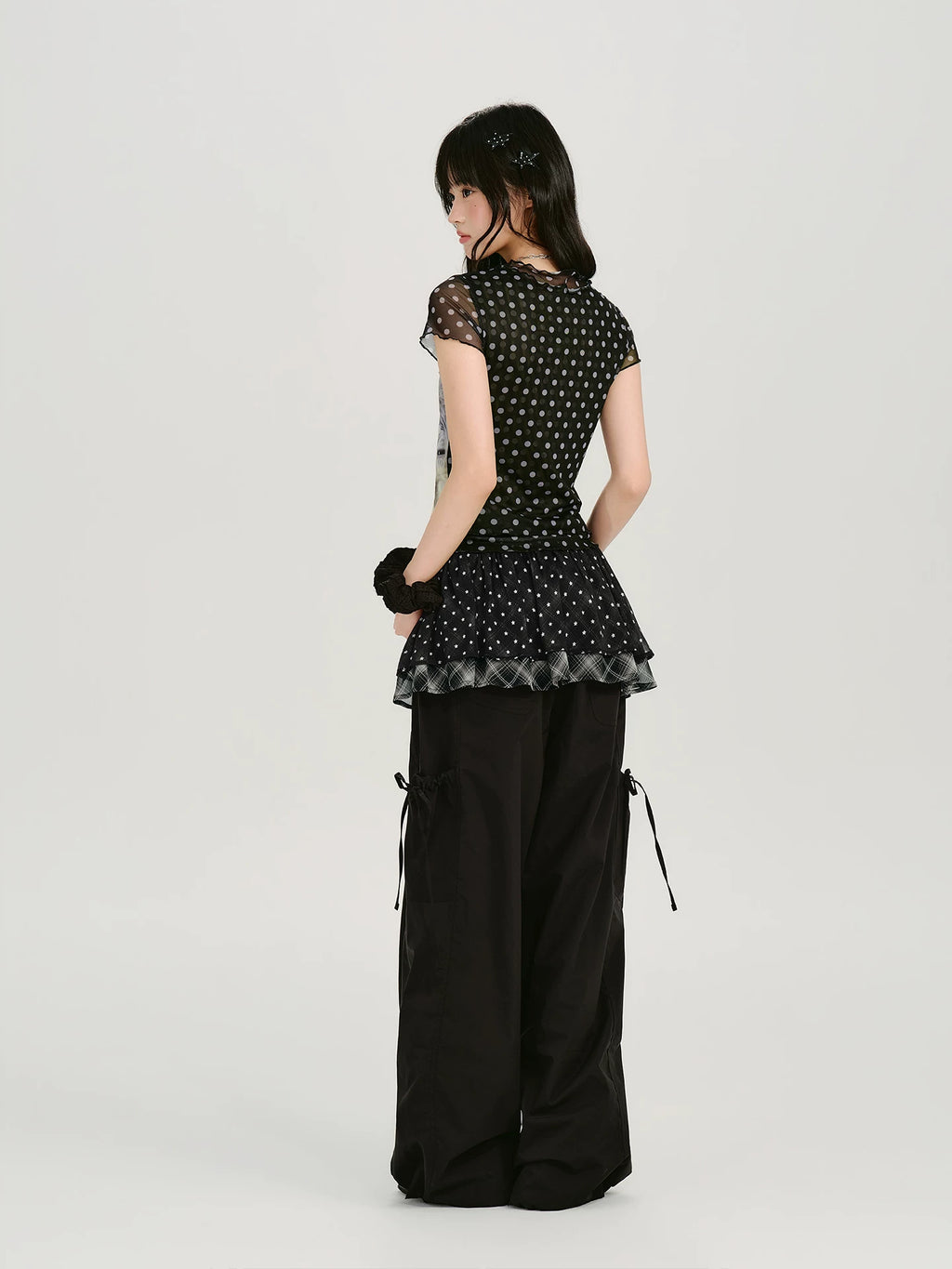 Girlyhalo Retro Mesh Polka Dot Slim Tee