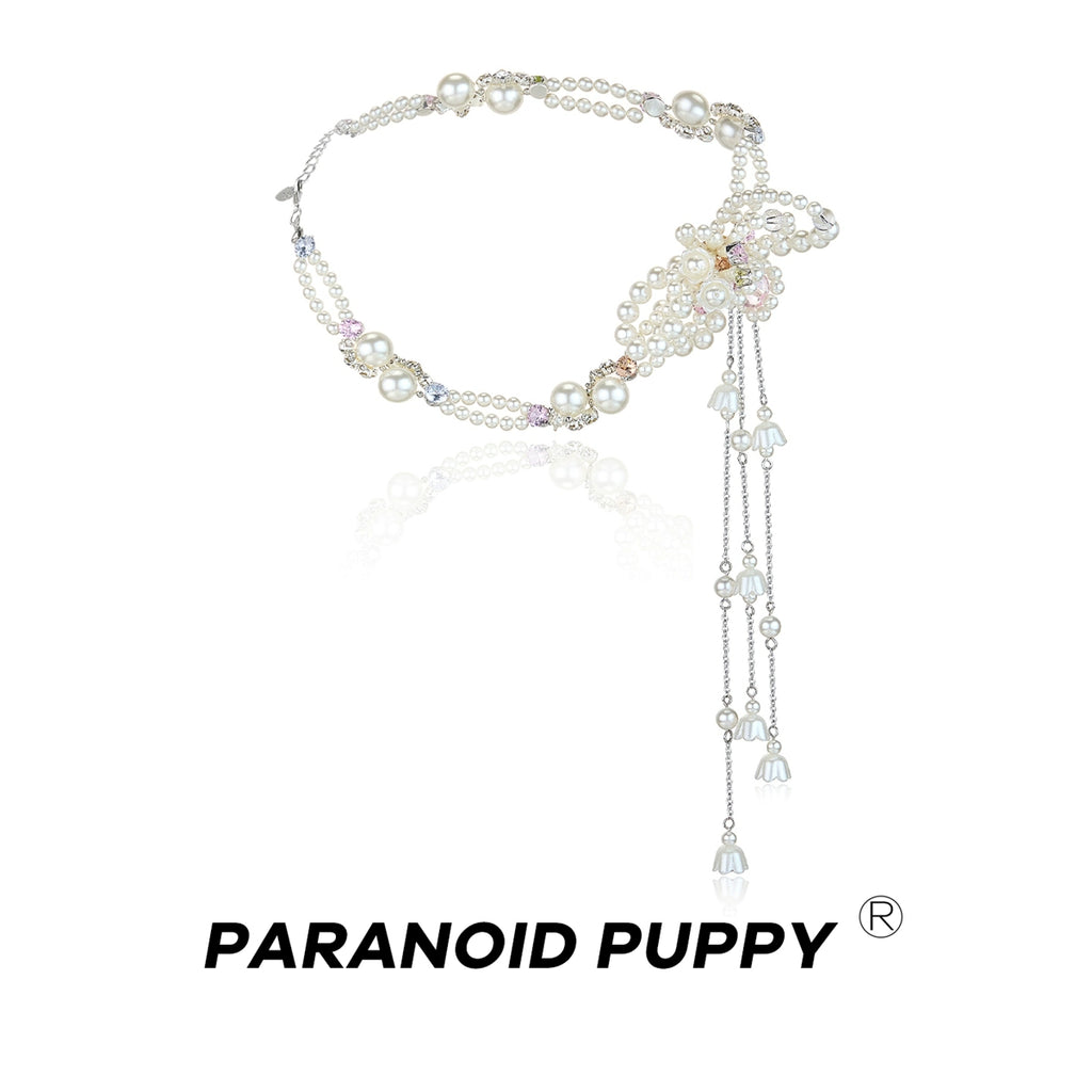 ParanoidP Pearl Flower Fringed Necklace