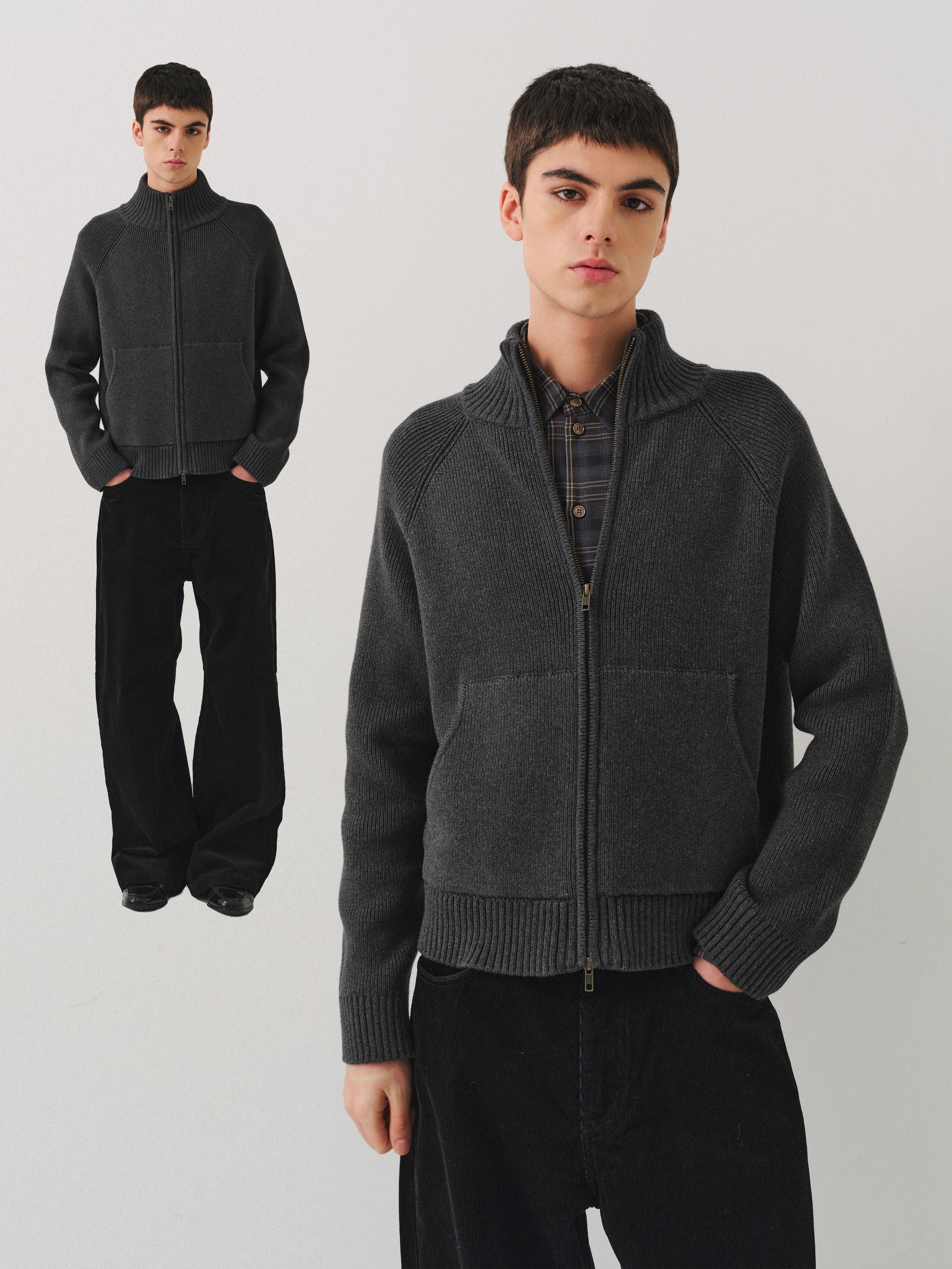 VLABMADE Full Cotton Yarn Ragged Sleeves Sweater Knitted Cardigan