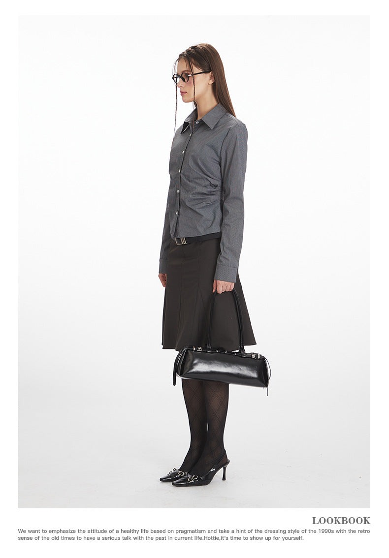 Nariele Slim Fit Skinny Waist Long Sleeve Shirt