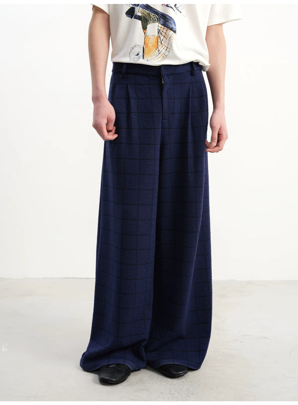 JCAESAR Plaid Casual Straight-leg Pants