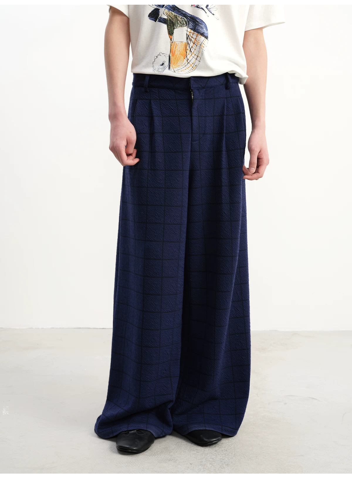 JCAESAR Plaid Casual Straight-leg Pants