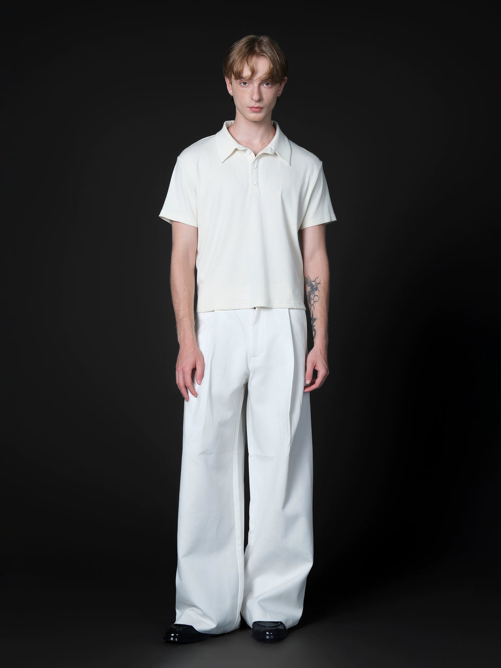 Set for Life Fine Jacquard Lapel Short Wide Tee