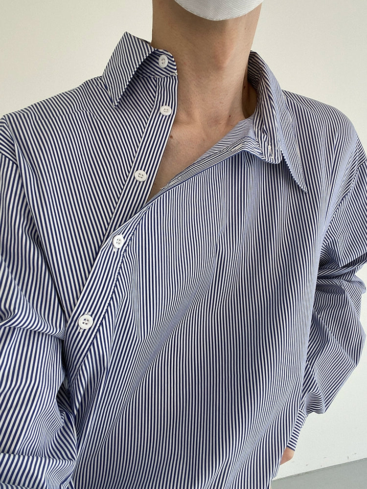 COLN Korean Loose Striped Shirt