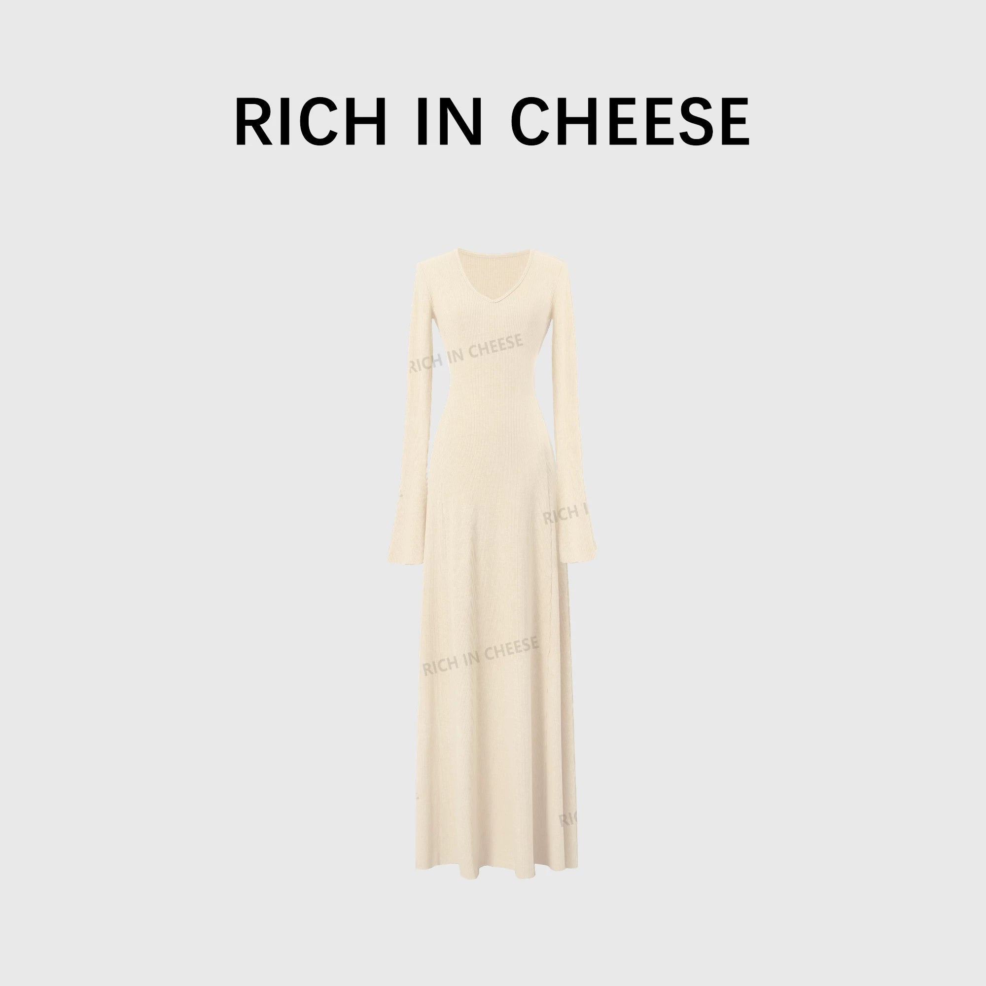 RICH IN CHEESE Knitted Waist Slim Dress