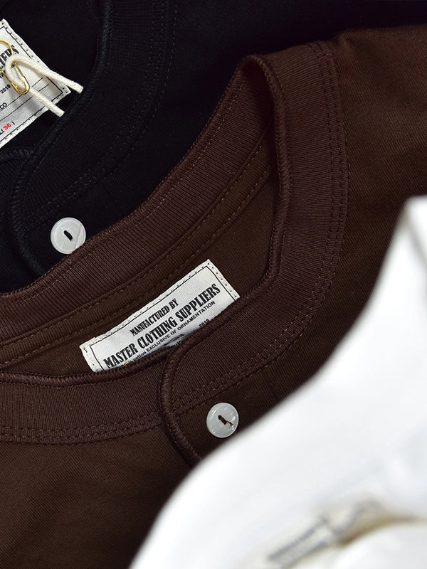 PrintAce Vintage Henry Neck Button Shirt TEE