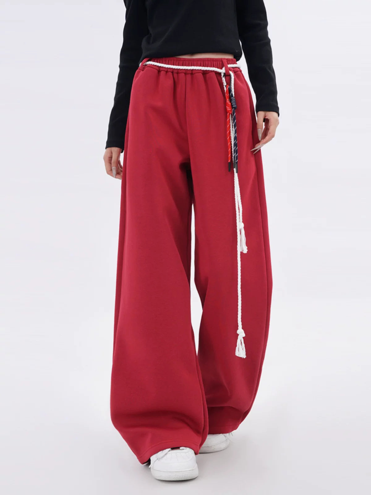 SAMUSAN High Waist Loose Strap Sweatpants