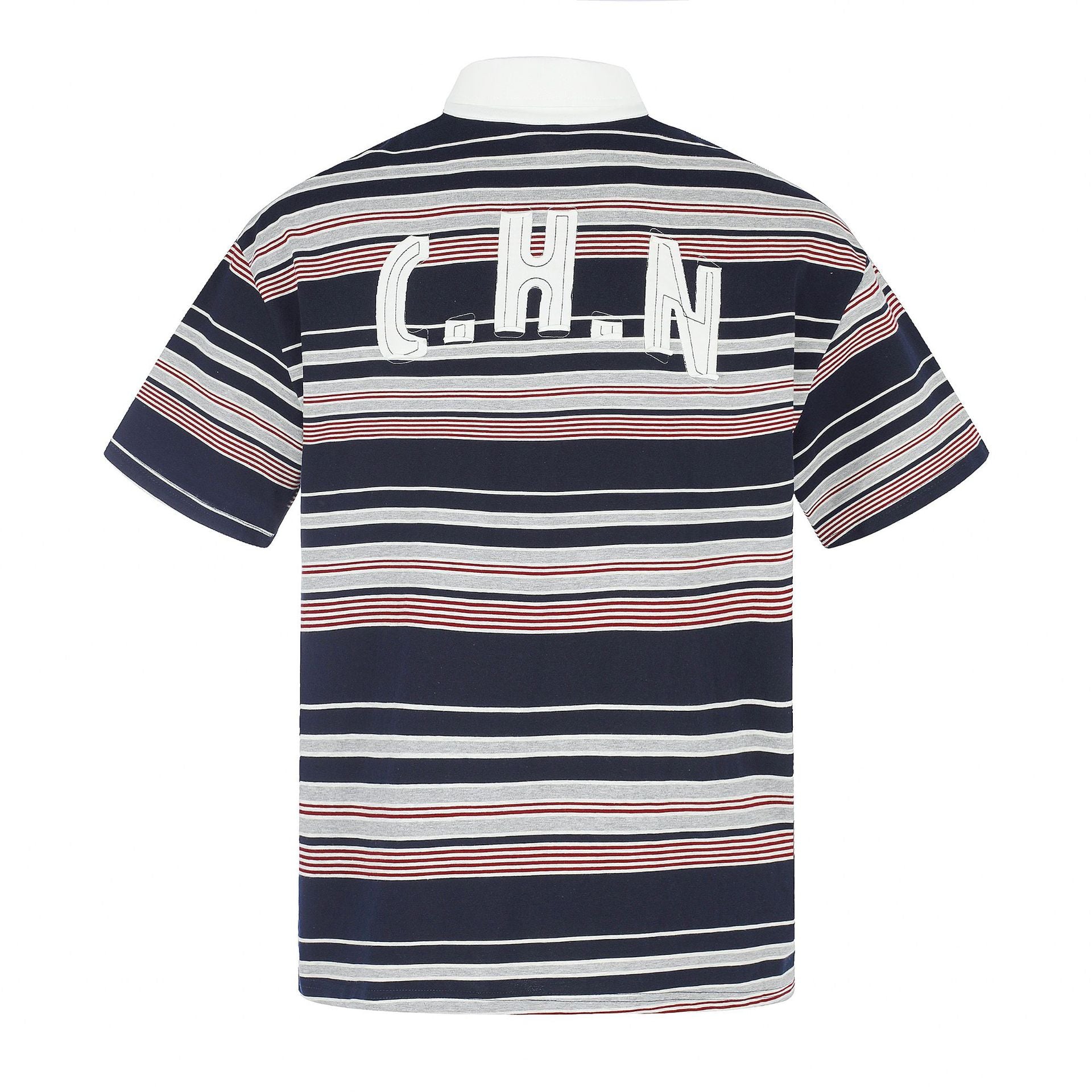 11KN Retro Striped Lapel Loose Cloth Tee