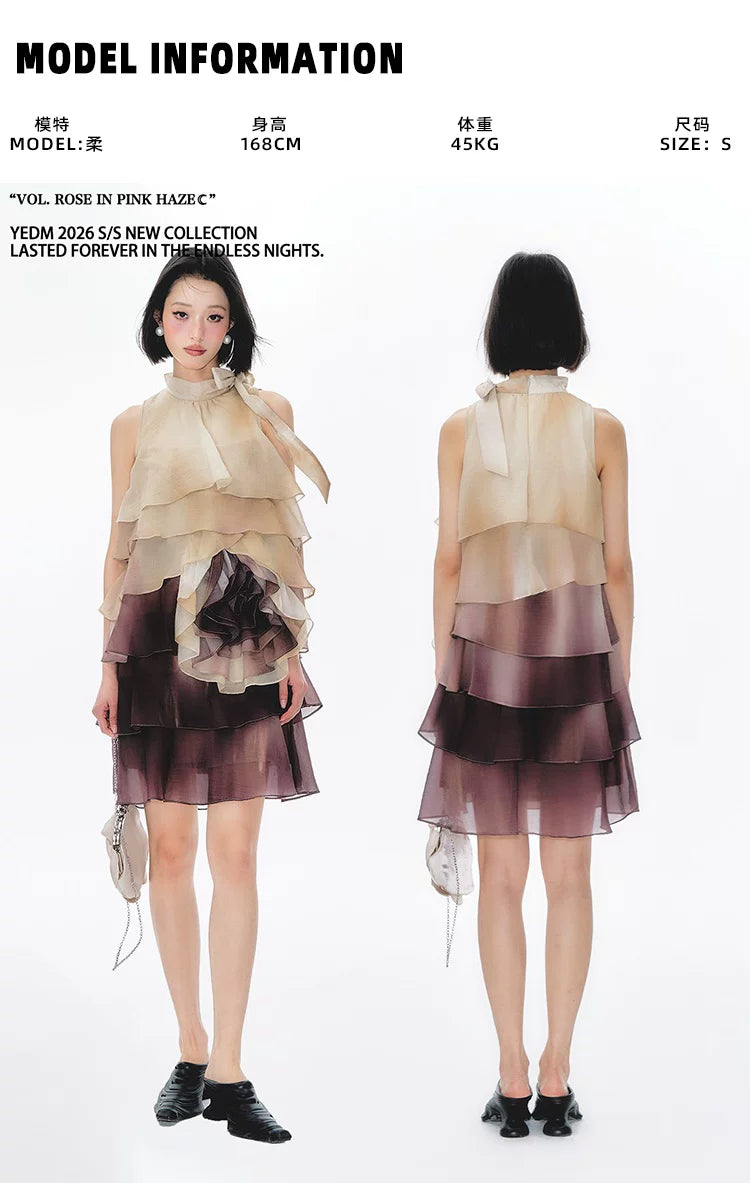 YEDM Gradual Change Layering Suspender Dress