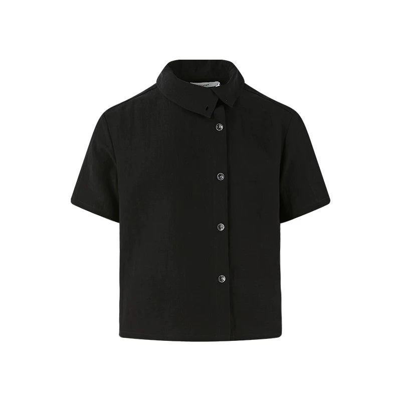 KREATE Stand-up Collar Handmade Contrasting Button-up Shirt