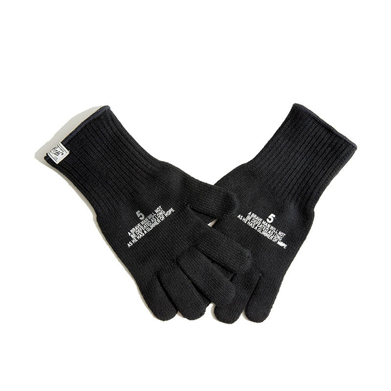 Maden Vintage Knitted Printed Full Finger Gloves