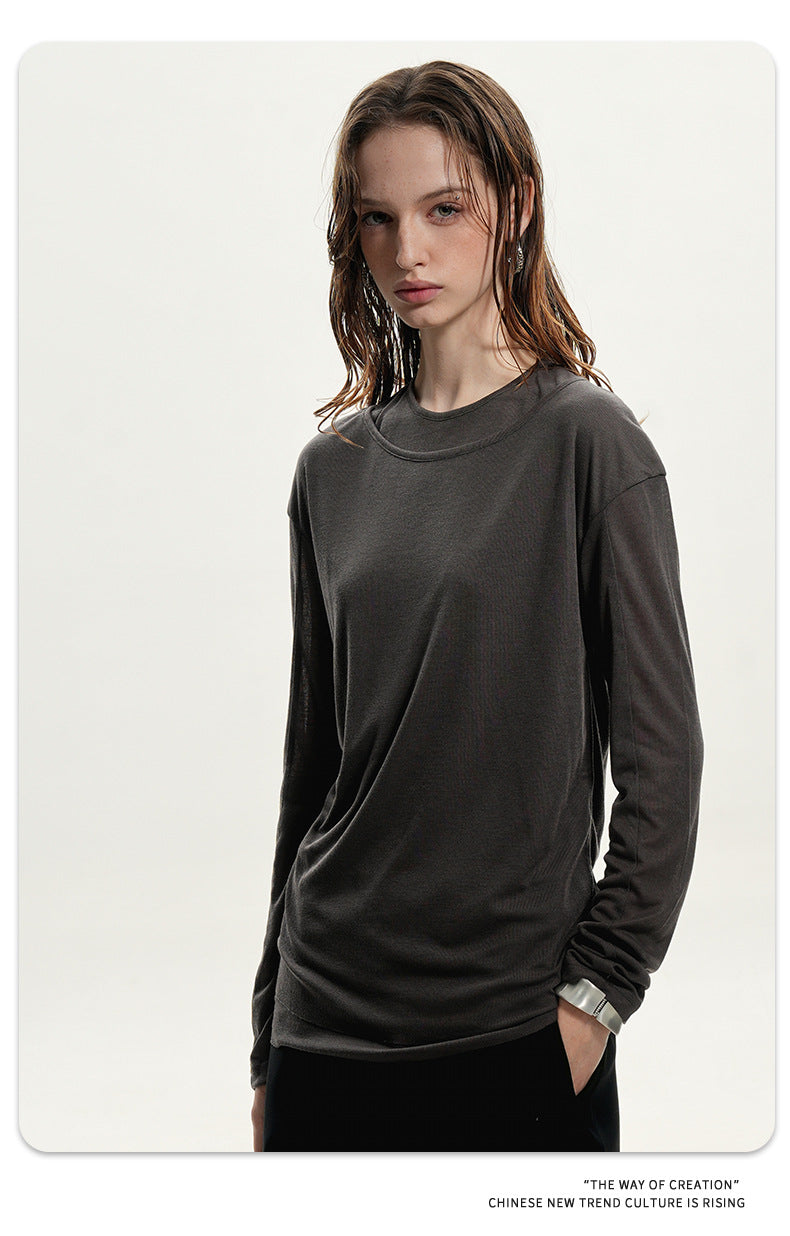 11KN Breathable Simple Anti-wrinkle Skin-friendly Slim Long Sleeves
