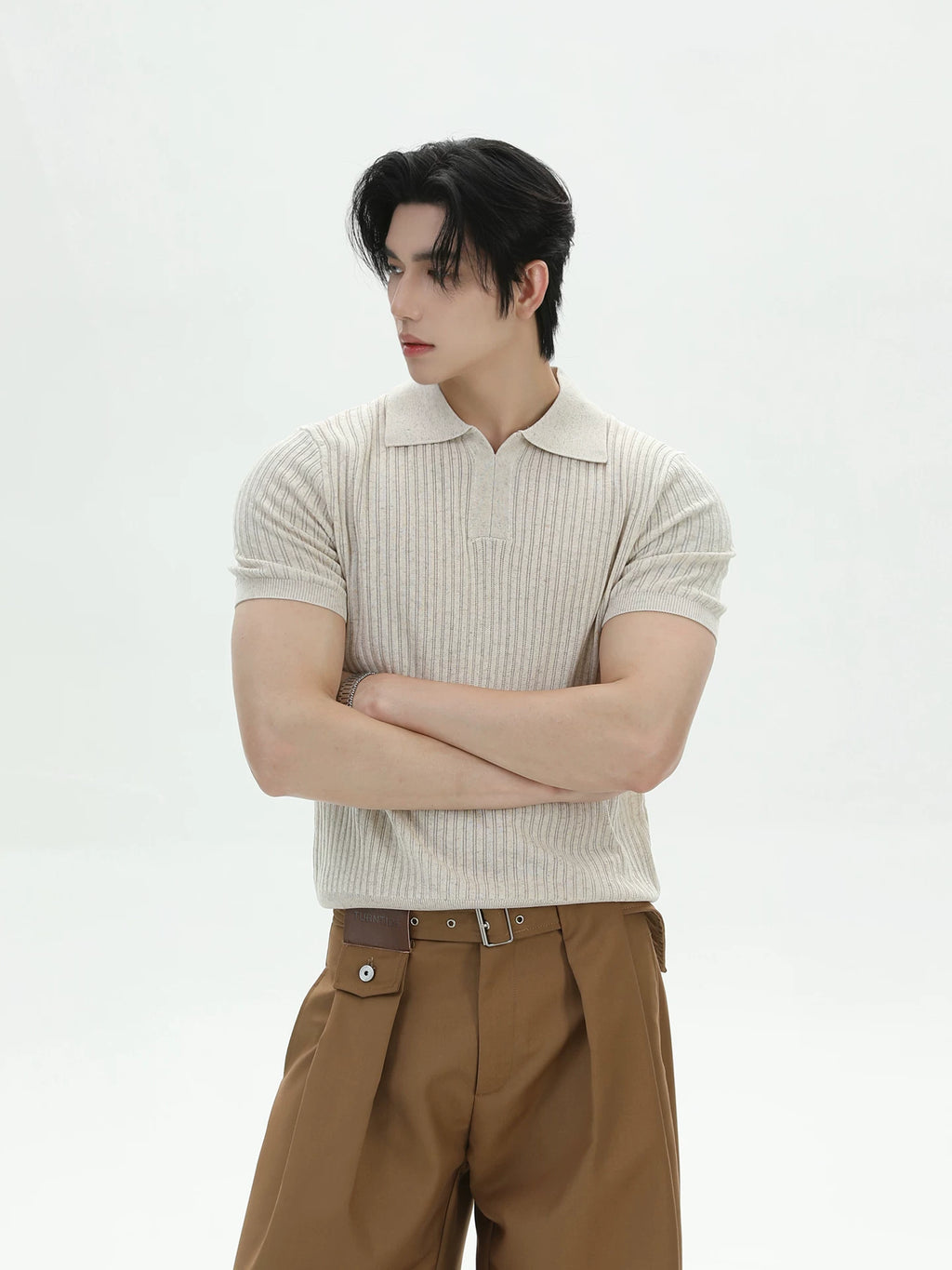 TURNTIDE Knitted Polo Shirt Casual Tee