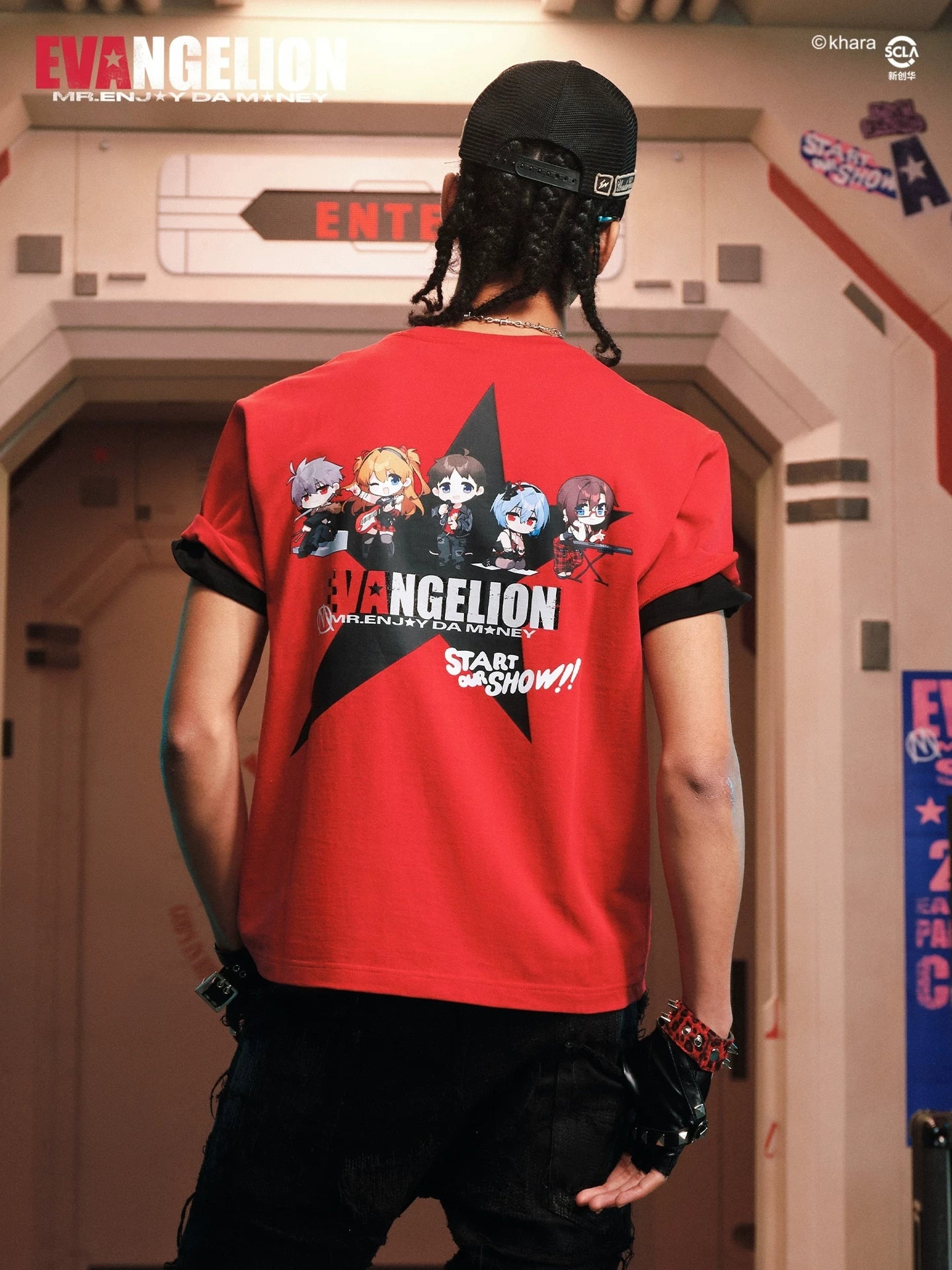 MEDM Pentagram Printed Casual Crew Neck Tee