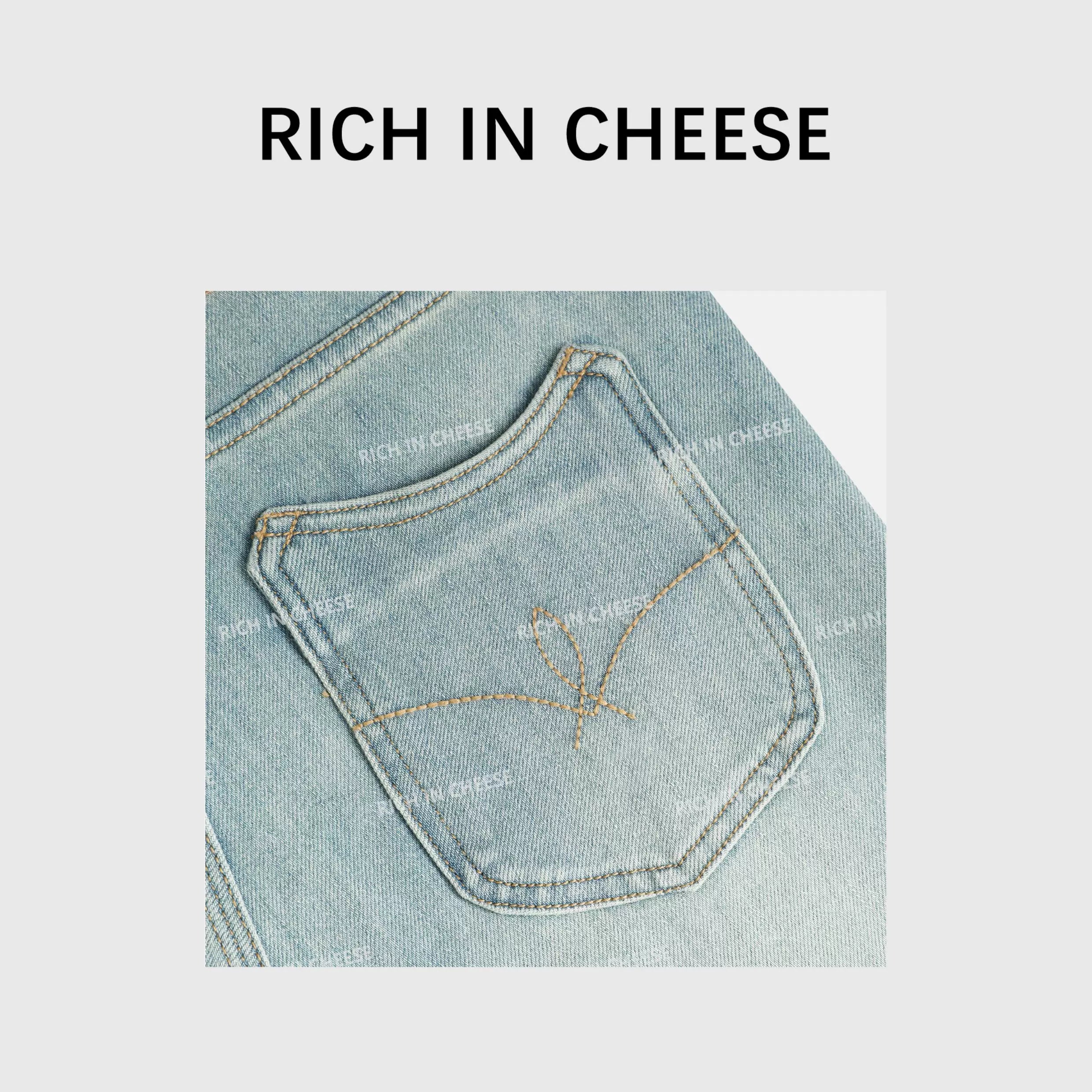 RICH IN CHEESE Vintage Low-rise Stretch Jeans