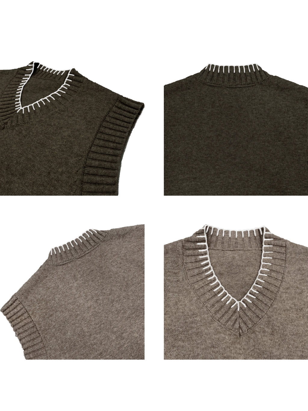 WANNALAB Wool-blend Coarse-needle V-neck Vest