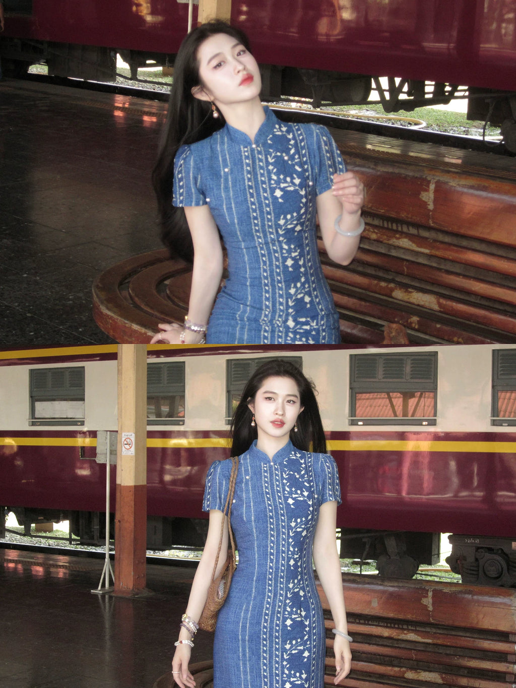 ZIHE Tie-dye Floral Striped Dress