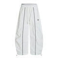 BLACKLISTS Pleated Striped Sport Wide-leg Scimitar Pants