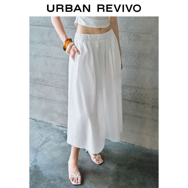 URBAN REVIVO Simple Elastic Waist Super Loose Skirt