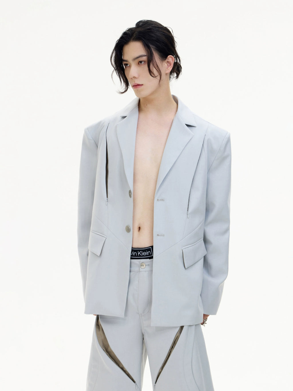 PEOPLESTYLE Deconstructed Skeleton Silhouette Casual Blazer