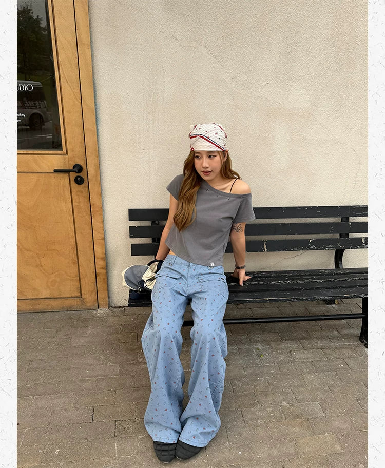 CCYE Floral Straight Versatile Drape Casual Pants