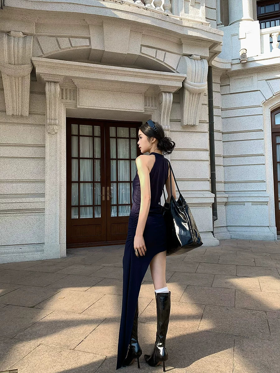 CHUYUQI Pure Desire Neck Irregular Dress