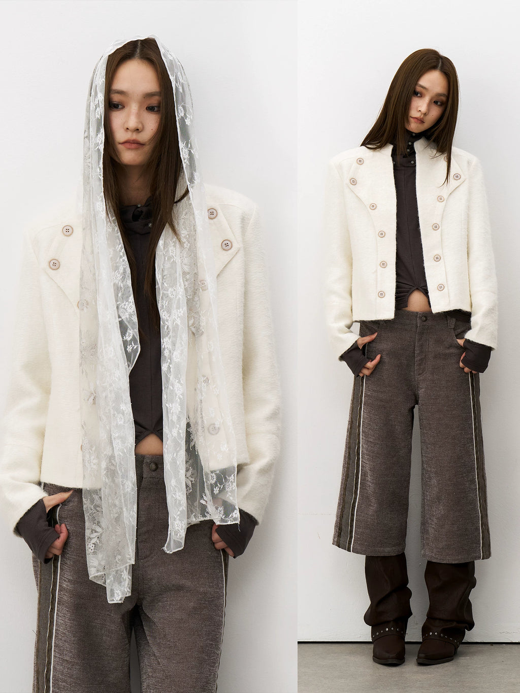 THELIGHT Double-breasted Stand-up Jacket