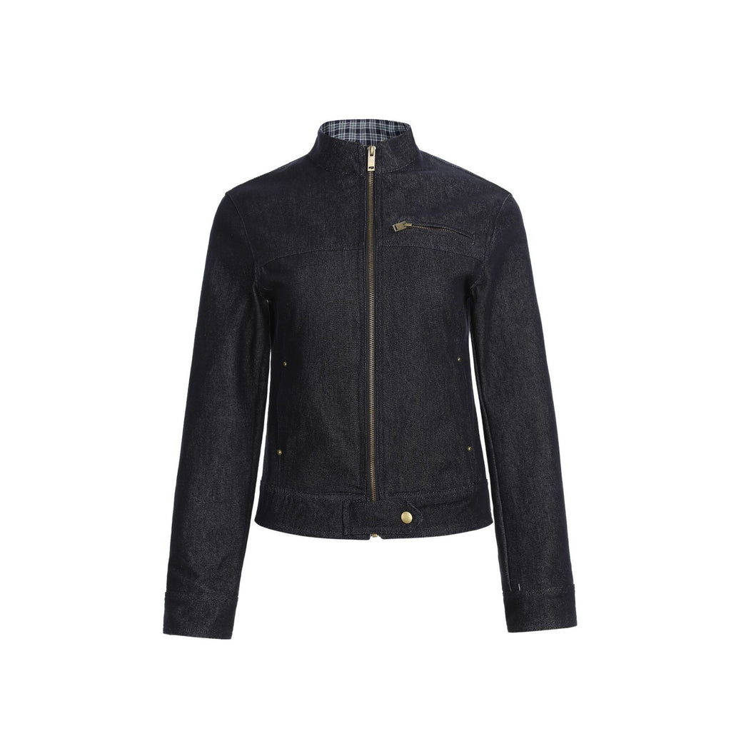 CHANYOOU Retro Stand-up Collar Contrasting Color Splicing Tooling Jacket