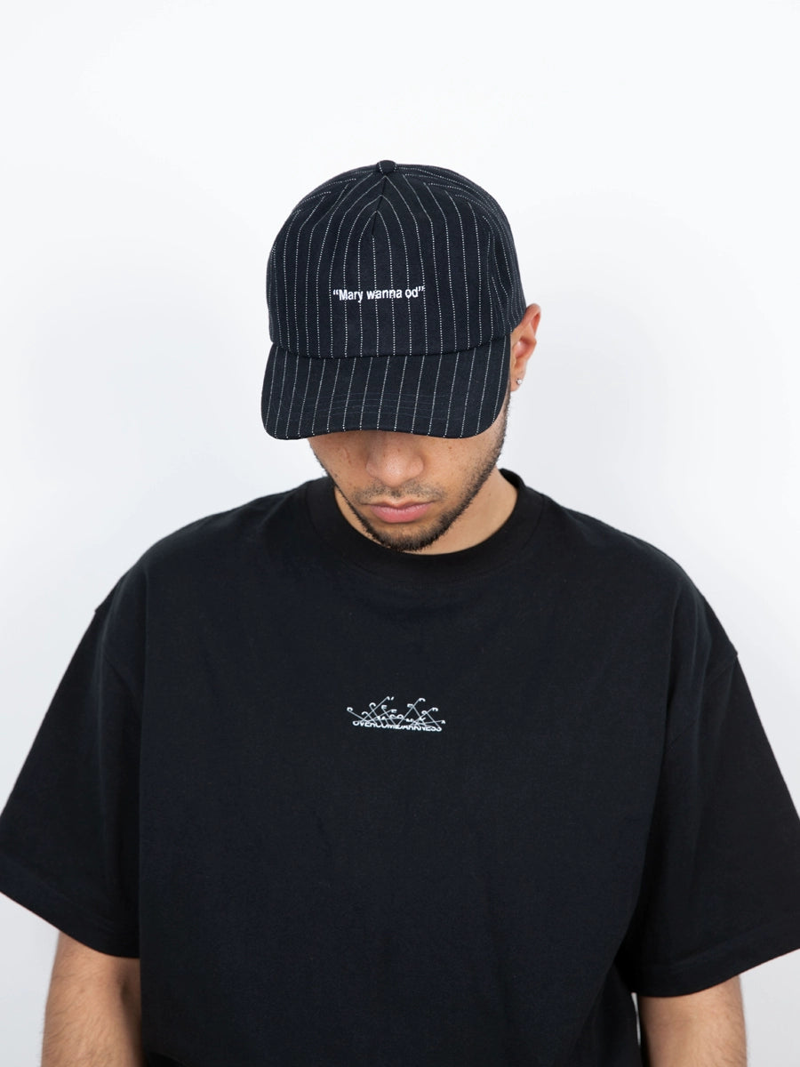 OD Striped Embroidered Retro Flat-brimmed Leather Buckle Baseball Cap