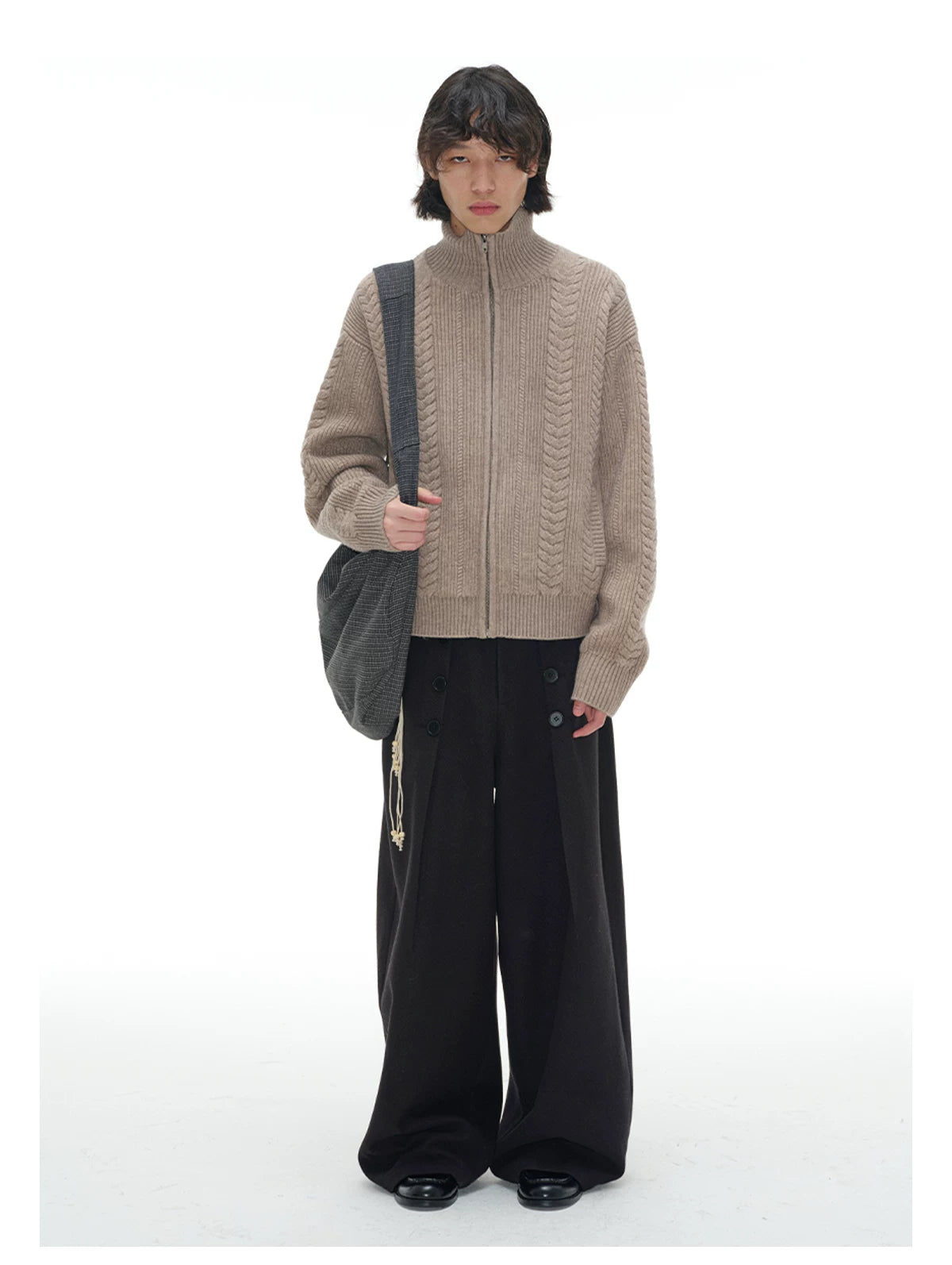 JCAESAR Wheat Ear Twisted Zipper Sweater